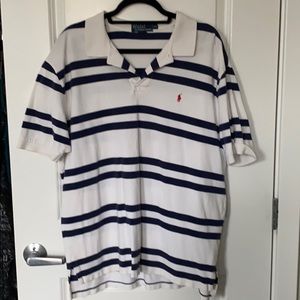 White Polo with Navy Stripes by Polo Ralph Lauren